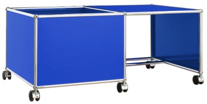 USM Haller Kinder Rolltisch, Kasten links, Enzianblau RAL 5010
