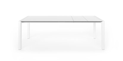 Sushi Esstisch, Laminat weiß, L 150-224 x B 90 cm, Aluminium weiß lackiert