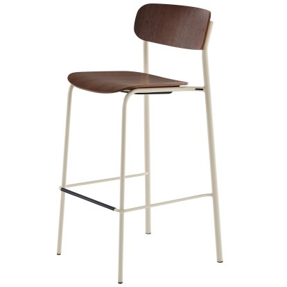 S 243 H Barhocker, Perlweiß (RAL 1013), Nussbaum klar lackiert