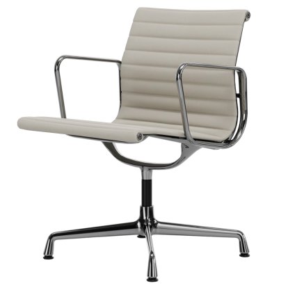Aluminium Chair EA 107 / EA 108, EA 107 - nicht drehbar, Poliert, Leder (Standard), Snow