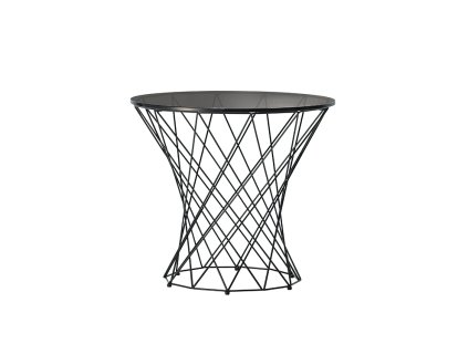 Oota Couchtisch, H 47 x ø 52 cm, Glas schwarz getönt, Matt-pulverbeschichtet schwarz
