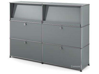 USM Haller Highboard L mit Schrägtablaren, Mittelgrau RAL 7005