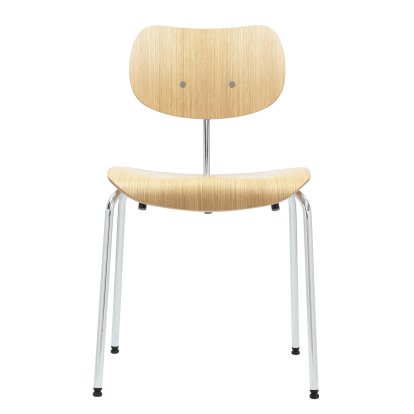 SE 68 Stuhl, stapelbar, ohne Polster, Verchromt, ohne Armlehnen, Eiche, natur