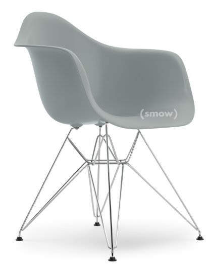 Eames Plastic Armchair RE DAR, Hellgrau, Ohne Polsterung, Ohne Polsterung, Standardhöhe - 43 cm, Verchromt
