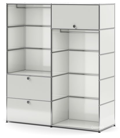 USM Haller Garderobe L mit 2 Kleiderstangen, Lichtgrau RAL 7035