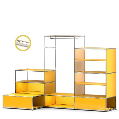 USM Haller E Garderobe XL mit Beleuchtung, Goldgelb RAL 1004