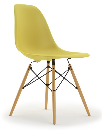 Eames Plastic Side Chair RE DSW, Citron, Ohne Polsterung, Ohne Polsterung, Standardhöhe - 43 cm, Ahorn gelblich