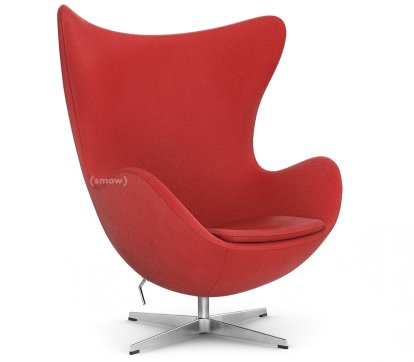 Egg Chair, Hallingdal 65, 674 - Red, Satingebürstetes Aluminium, Ohne Fußhocker