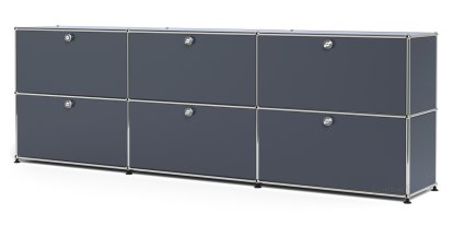 USM Haller Sideboard XL, individualisierbar, Anthrazitgrau RAL 7016, Mit 3 Klappen, Mit 3 Klappen