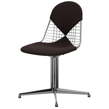Wire Chair DKL, Aluminium poliert, Sitz- und Rückenkissen (Bikini), Kastanie / moorbraun