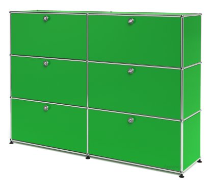 USM Haller Highboard L, individualisierbar, USM grün, Mit 2 Klappen, Mit 2 Klappen, Mit 2 Klappen