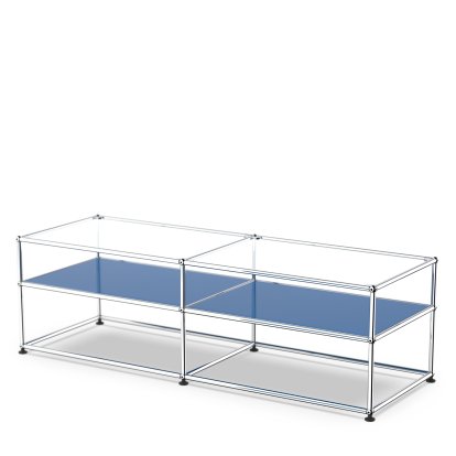 USM Haller Beistelltisch Typ 1, Glas, Enzianblau RAL 5010