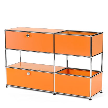 USM Haller Kinder Sideboard M mit Aufbewahrungsboxen, Einfarbig, Reinorange RAL 2004, Mit Klappe