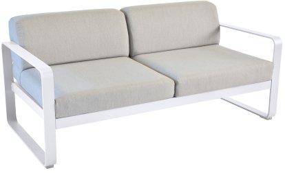 Bellevie 2-Sitzer-Sofa, Flanellgrau, Baumwollweiß