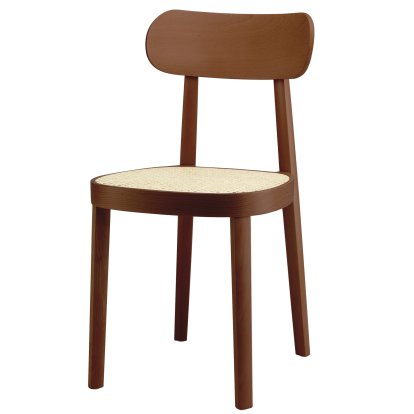 118 / 118 M Stuhl, Buche gebeizt nussbaumfarbig, Rohrgeflecht natur