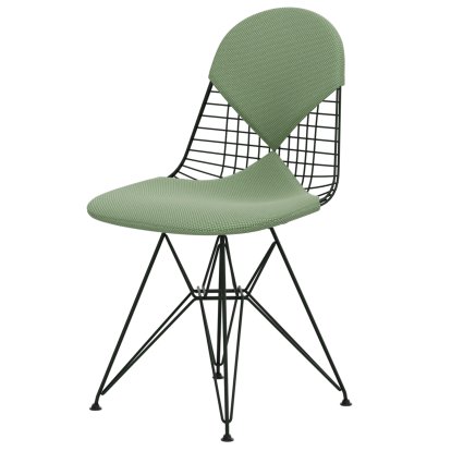 Wire Chair DKR , Pulverbeschichtet dark green, Sitz- und Rückenkissen (Bikini), Apollo mint / creme
