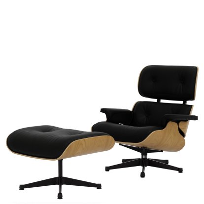 Eames Lounge Chair & Ottoman - Natural Edition, Kastanie, natur, Leder Natural F, nero, Poliert, Seiten schwarz