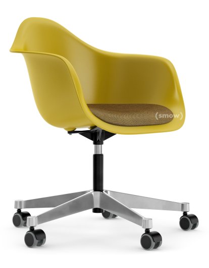 Eames Plastic Armchair RE PACC, Senf, Mit Sitzpolster, Senf / dunkelgrau