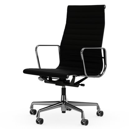 Aluminium Chair EA 119, Verchromt, Leder Premium F, Nero