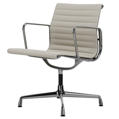 Aluminium Chair EA 107 / EA 108, EA 107 - nicht drehbar, Verchromt, Leder (Standard), Snow