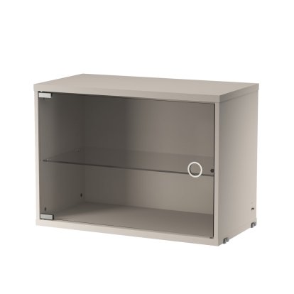 String System Schrankelement mit Glasschwenktür, Beige lackiert