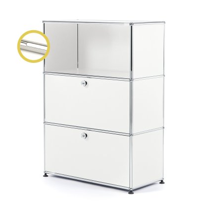USM Haller E Highboard M mit 2 Klappen und Fachbeleuchtung, Reinweiß RAL 9010, Kaltweiß