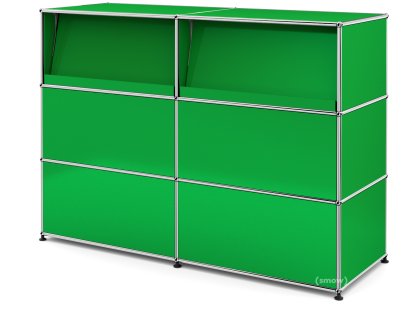 USM Haller Theke Typ 2 (mit Schrägtablaren), USM grün, 150 cm (2 Elemente), 50 cm