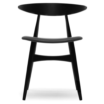 CH33P Stuhl, Eiche schwarz lackiert, Leder schwarz