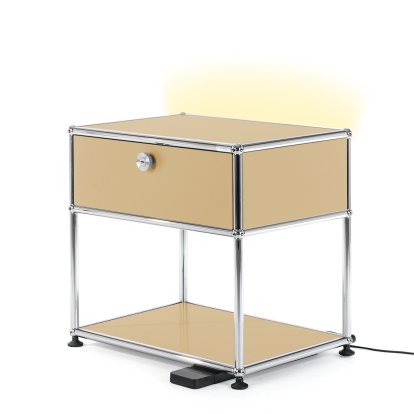 USM Haller E Nachttisch mit dimmbarem Licht, USM beige