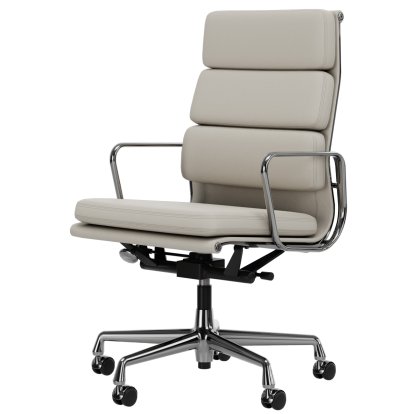 Soft Pad Chair EA 219, Verchromt, Leder Premium F snow, Plano weiß, Hart für Teppichboden