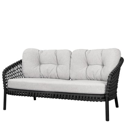 Ocean Lounge large 2-Sitzer-Sofa, Open soft Rope – Dark grey, Wove - Light brown