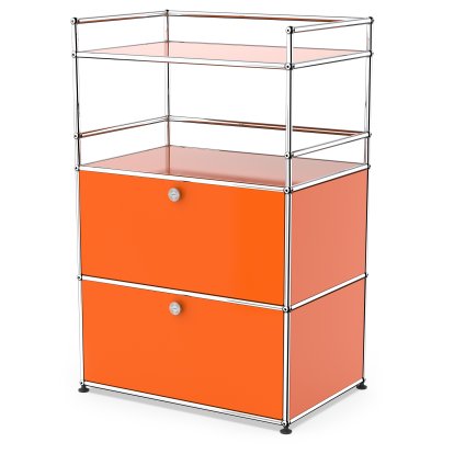 USM Haller Bar Highboard, Reinorange RAL 2004, Mit 2 Klappen