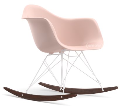 Eames Plastic Armchair RE RAR, Zartrosé, Beschichtet weiß, Ahorn dunkel
