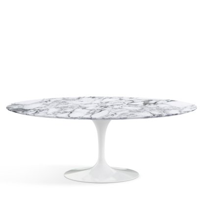 Saarinen Esstisch oval, L 198 cm x  B 121 cm, weiß, Marmor Arabescato (weiß mit grauen Einfärbungen)