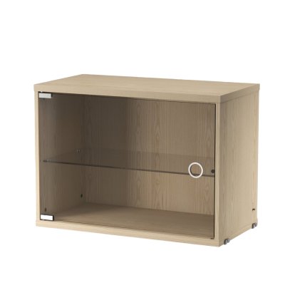 String System Schrankelement mit Glasschwenktür, Eschefurnier