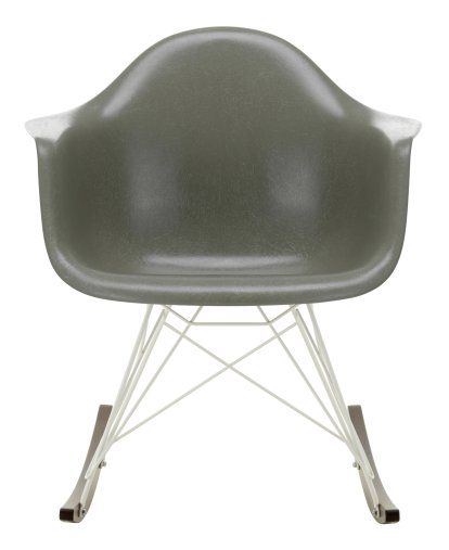Eames Fiberglass Armchair RAR, Eames raw umber, Weiß, Ahorn dunkel