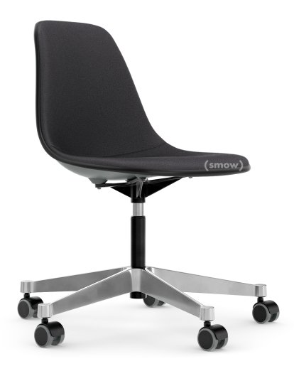 Eames Plastic Side Chair RE PSCC, Granitgrau, Mit Vollpolsterung, Dunkelgrau