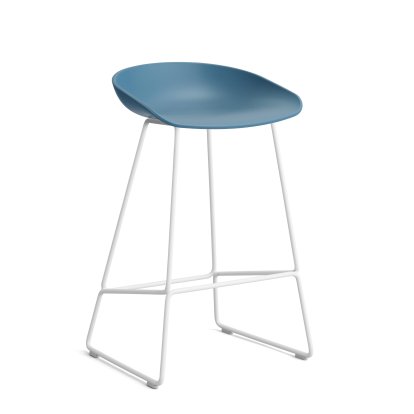 About A Stool AAS 38 Barhocker, Küchenvariante: Sitzhöhe 64 cm, Stahl pulverbeschichtet weiß, Azure blue 2.0
