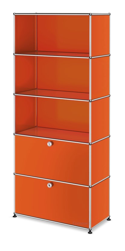 USM Haller Aktenregal mit 2 Klappen, Reinorange RAL 2004