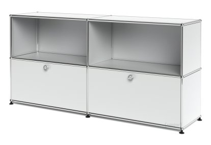USM Haller Sideboard L mit 2 Klappen, USM mattsilber