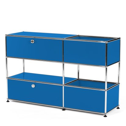 USM Haller Kinder Sideboard M mit Aufbewahrungsboxen, Einfarbig, Enzianblau RAL 5010, Mit Klappe