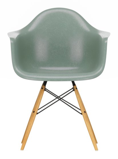 Eames Fiberglass Armchair DAW, Eames sea foam green, Ahorn gelblich