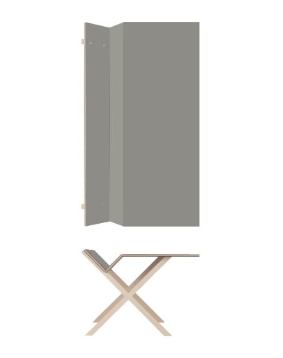 Kant Schreibtisch, 190 cm, 74 cm, FU (Sperrholz, Birke) Linoleum grau