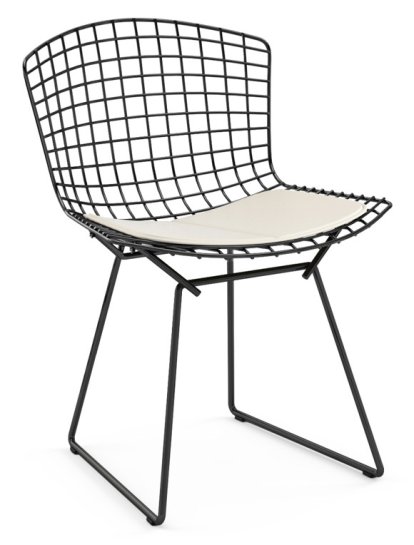 Bertoia Stuhl, Schwarz, Vinyl weiß