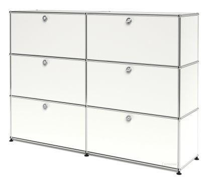 USM Haller Highboard L, individualisierbar, Reinweiß RAL 9010, Mit 2 Klappen, Mit 2 Klappen, Mit 2 Klappen
