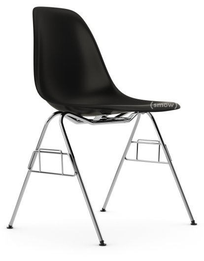 Eames Plastic Side Chair RE DSS / DSS-N, Tiefschwarz, Ohne Polsterung, Ohne Polsterung, Ohne Reihenverbindung (DSS-N)