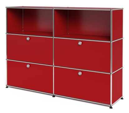USM Haller Highboard L mit 4 Klappen, USM rubinrot