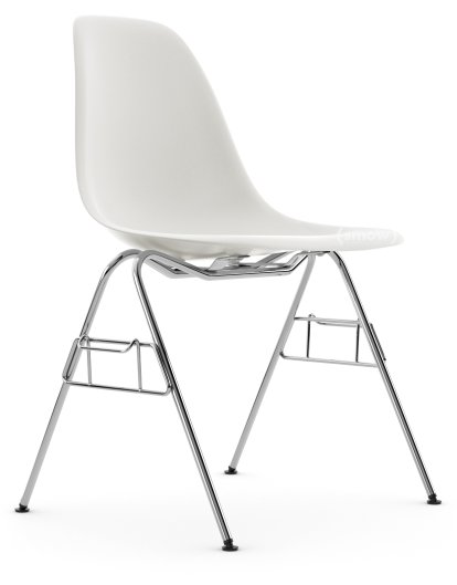 Eames Plastic Side Chair DSS / DSS-N, Weiß RE, Ohne Polsterung, Ohne Polsterung, Mit Reihenverbindung (DSS)