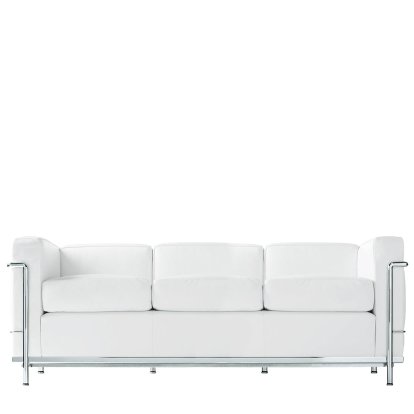 2 Fauteuil Grand Confort, petit modèle, trois places, verchromt, Leder Scozia, Weiß