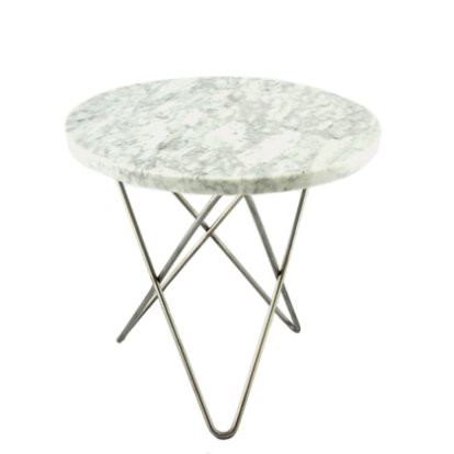 Mini O Table, Weiß Carrara, Edelstahl